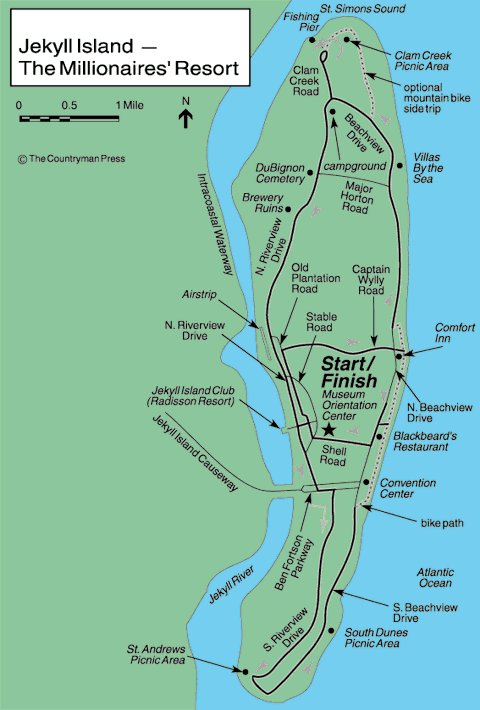 Picture of several bike trails on Jekyll Island Georgia